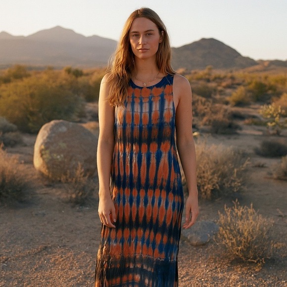 Raquel Allegra Dresses & Skirts - Raquel Allegra Silk Slip Dress Womens XS 0 Blue Tigers Eye Tie Dye Slip